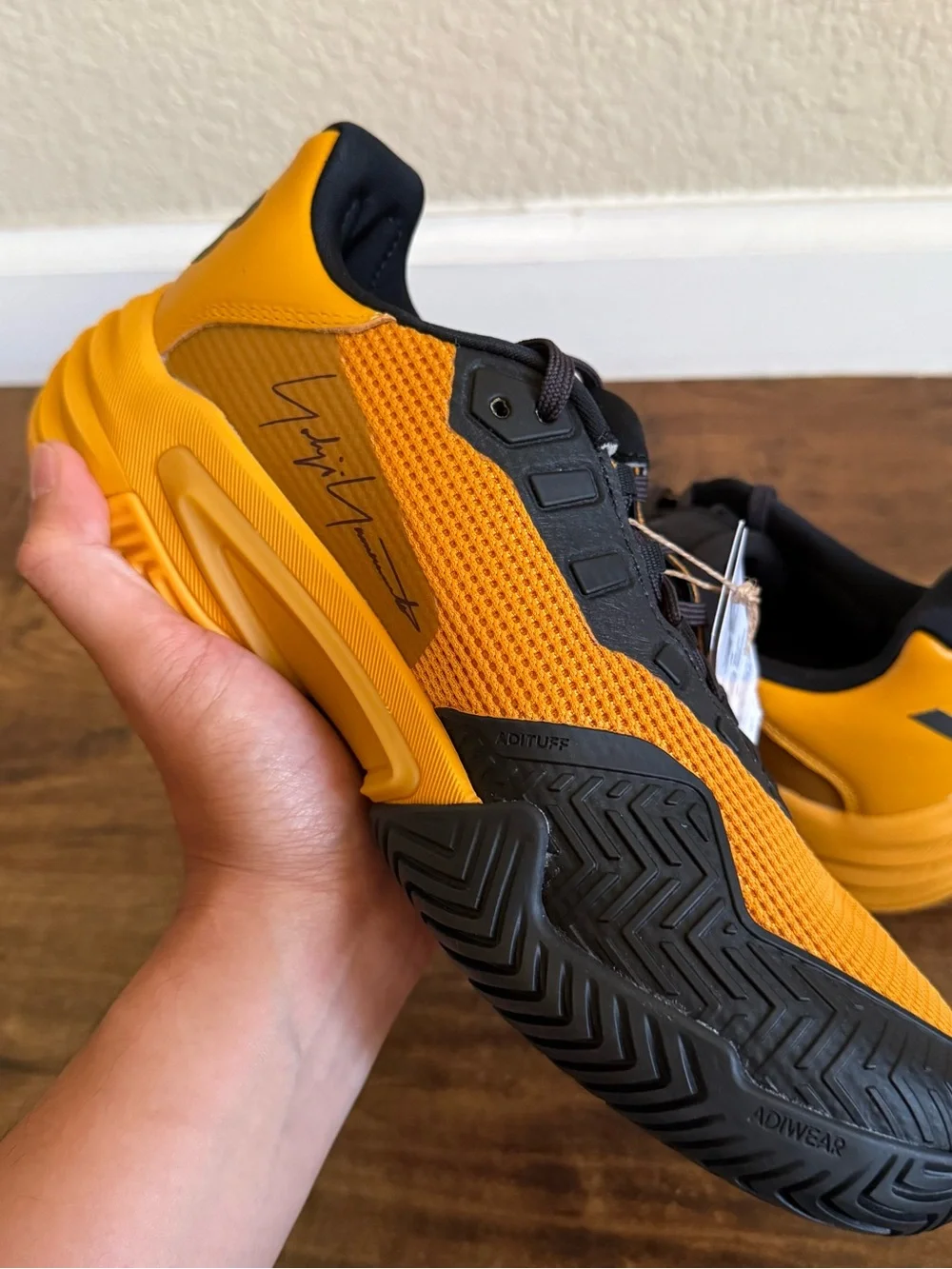 Size 8- Adidas Y-3 Barricade 13 Collegiate Gold Black Tennis Shoes Men's